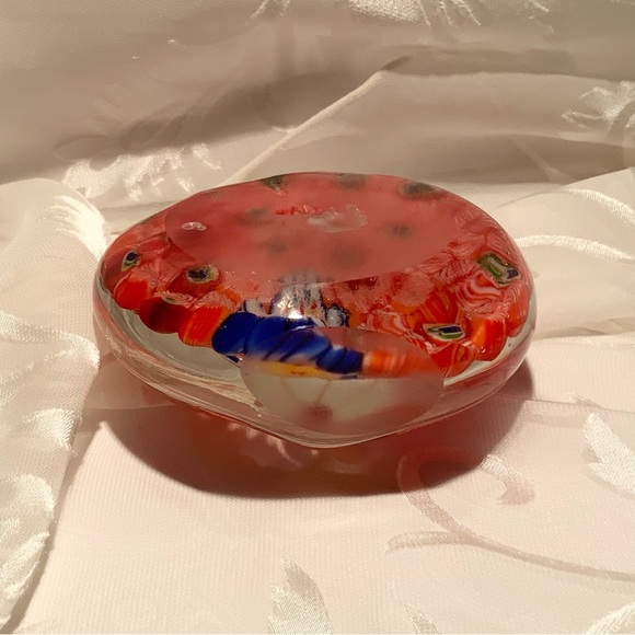 Glass Peacock Paperweight - Red Millefiori - Picture 6 of 6